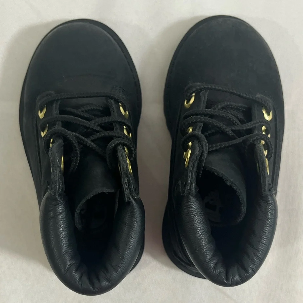 Timberland Toddler Boots Lace Up Black Leather Size 6/22.5 200 Gram Waterproof